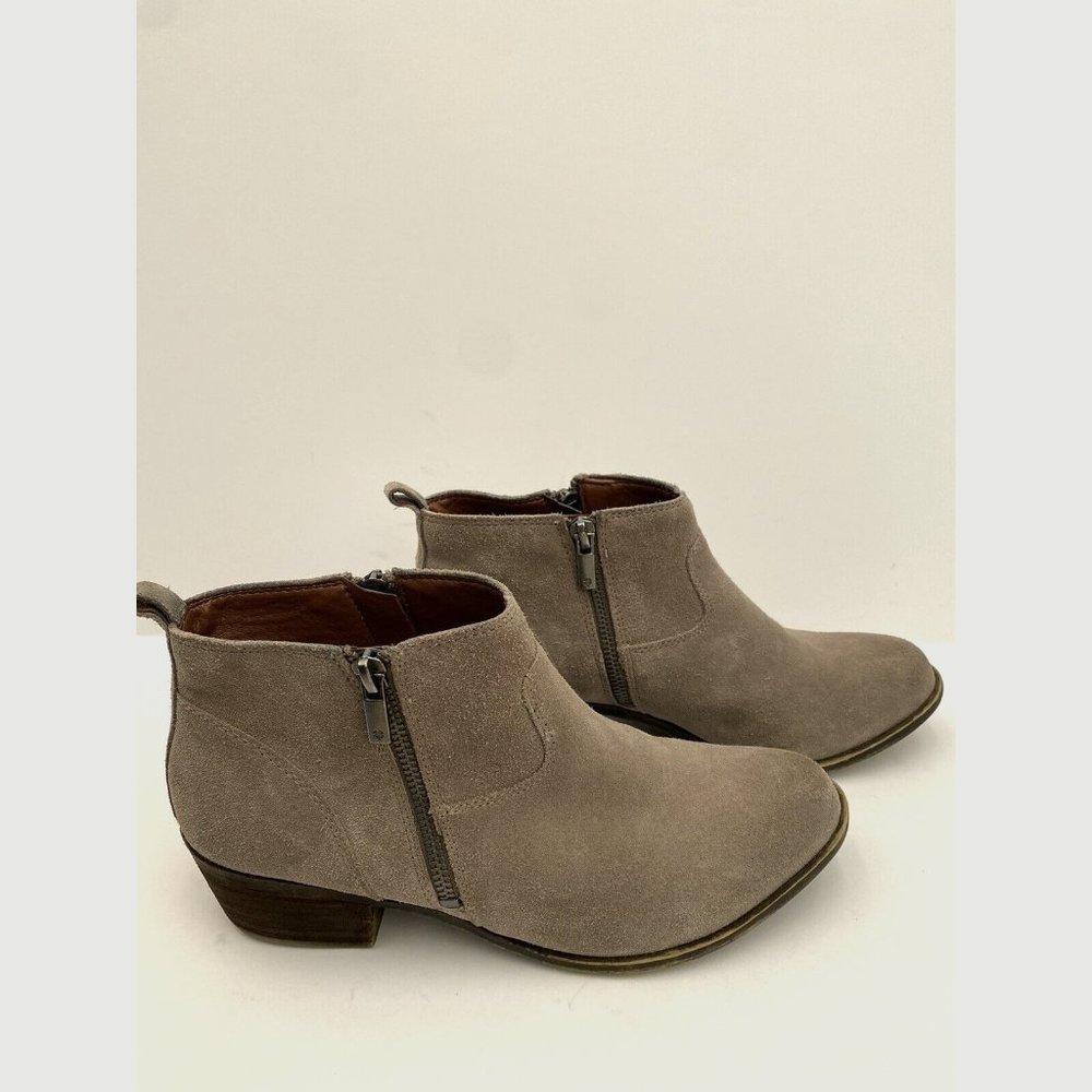 Lucky 🍀 Brand Distressed Suede Leather Bootie Boots size 8.5 Double Zipper